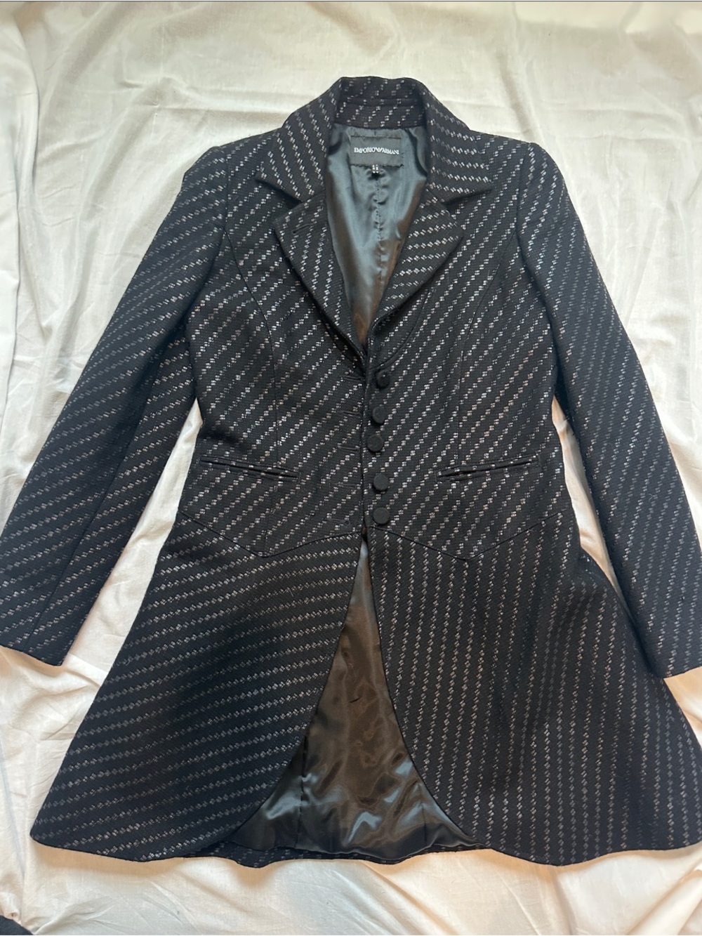Emporio Armani Rare Vintage Black Textured Fitted Blazer- read details.